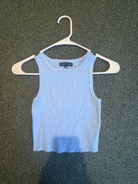 Kendall & Kylie Pastel Blue Ribbed Cropped Tank